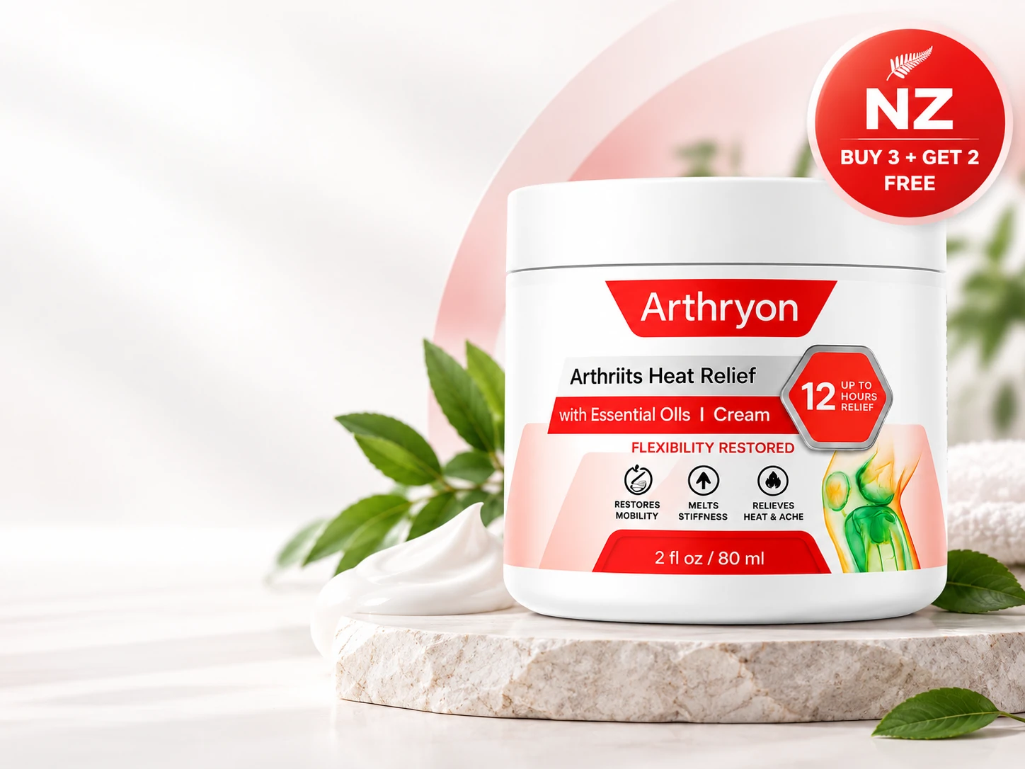 Arthryon Heat Relief Cream NZ hero banner showing one featured jar and current NZ offer